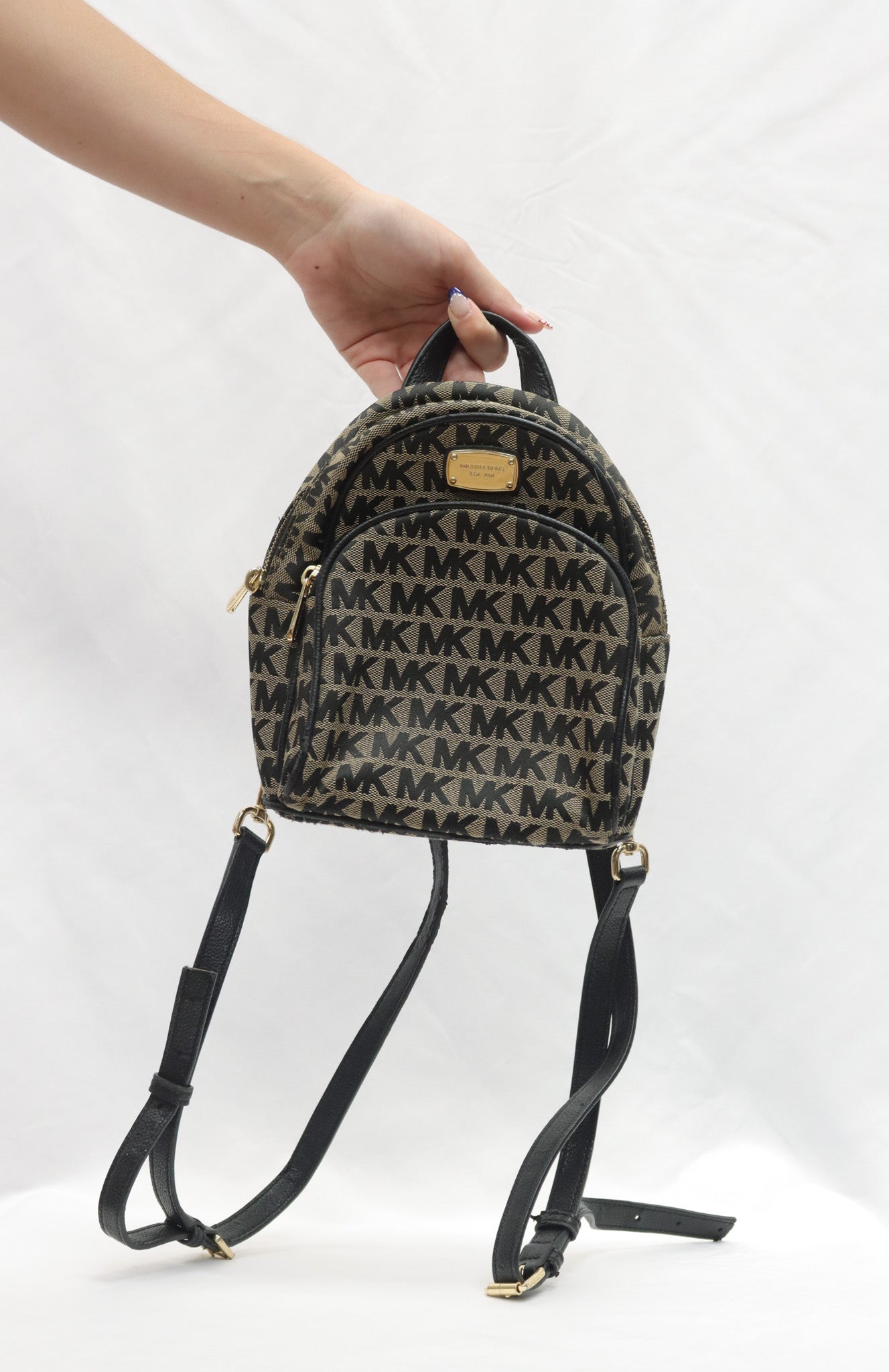 Michael Kors Beige/Black Mini Backpack