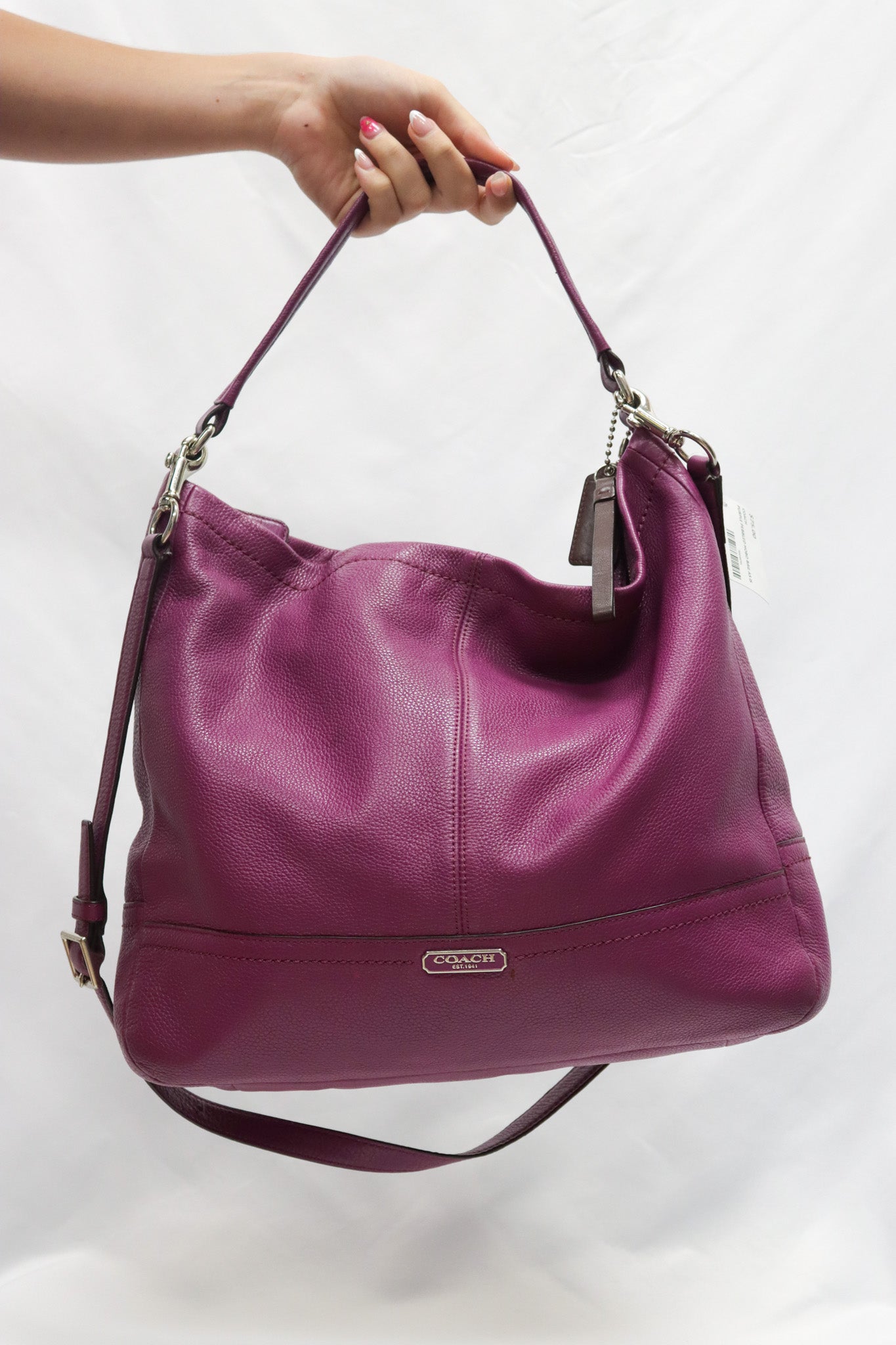 Coach Purple Pebbled Hobo Bag As Is