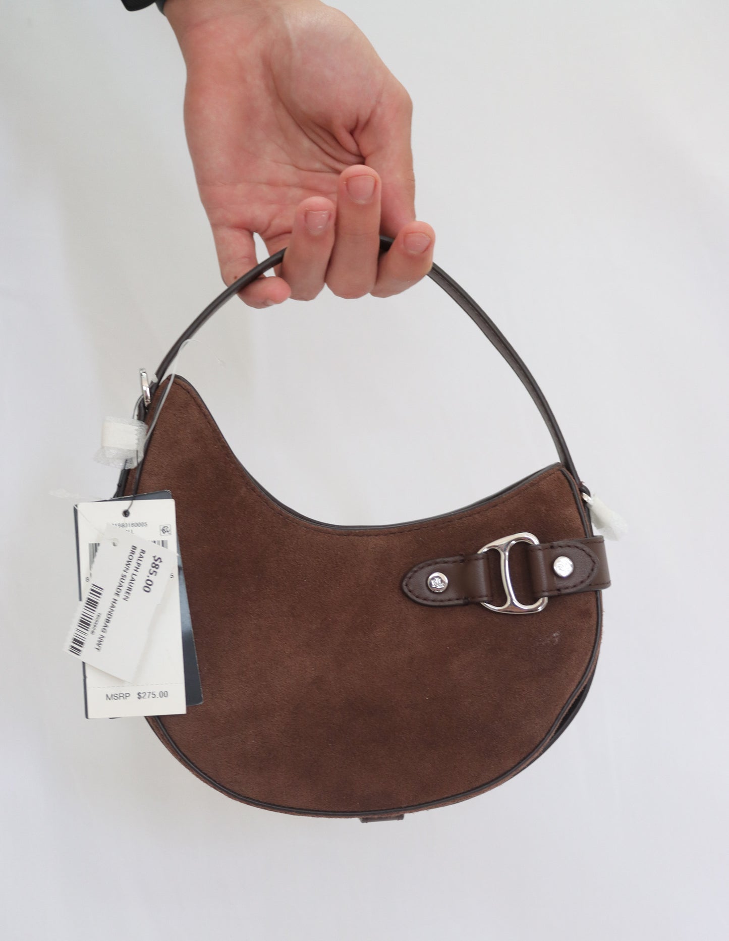 Ralph Lauren Brown Suade Handbag NWT