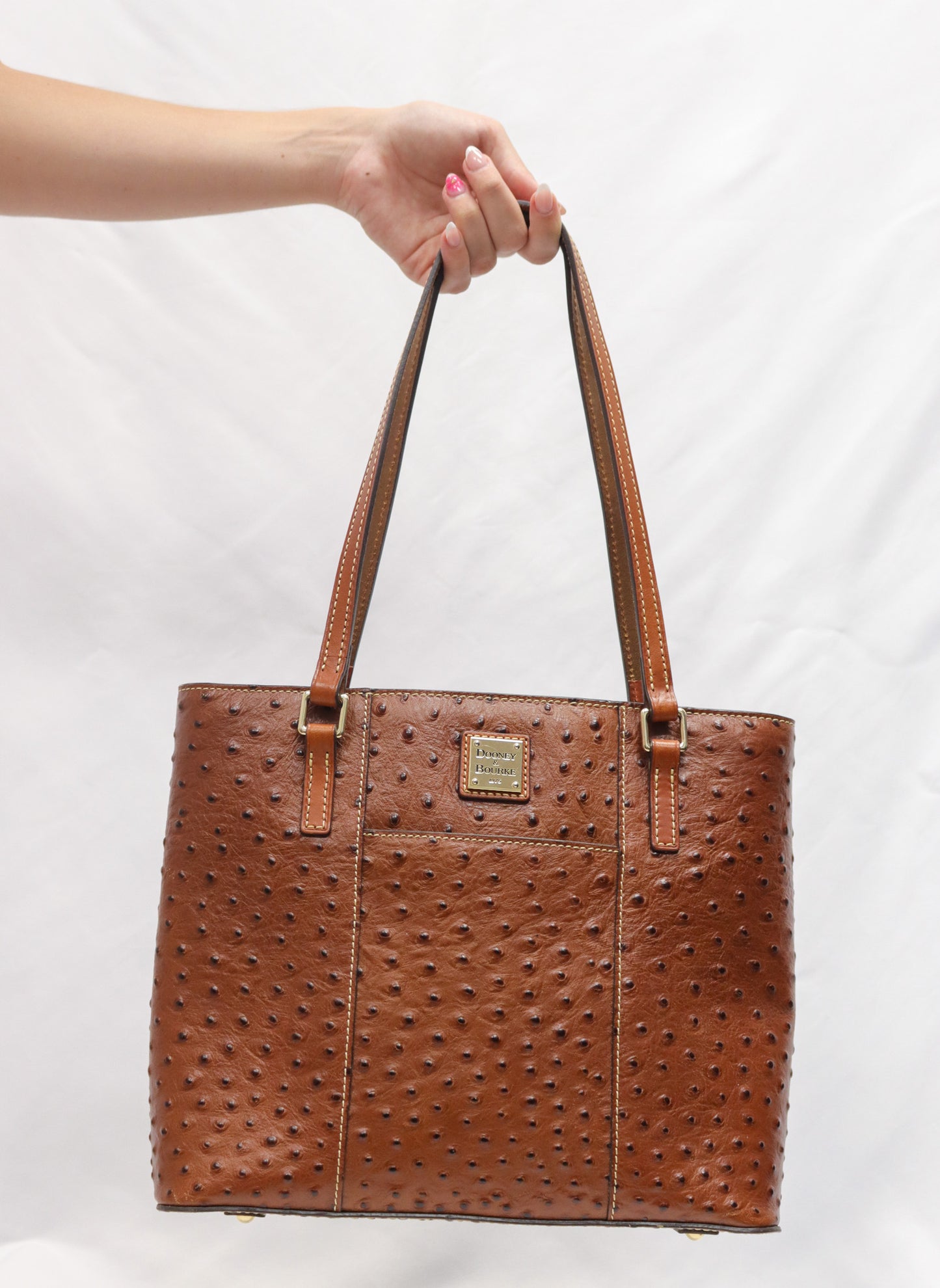 Dooney & Burke Brown Ostrich Tote Bag