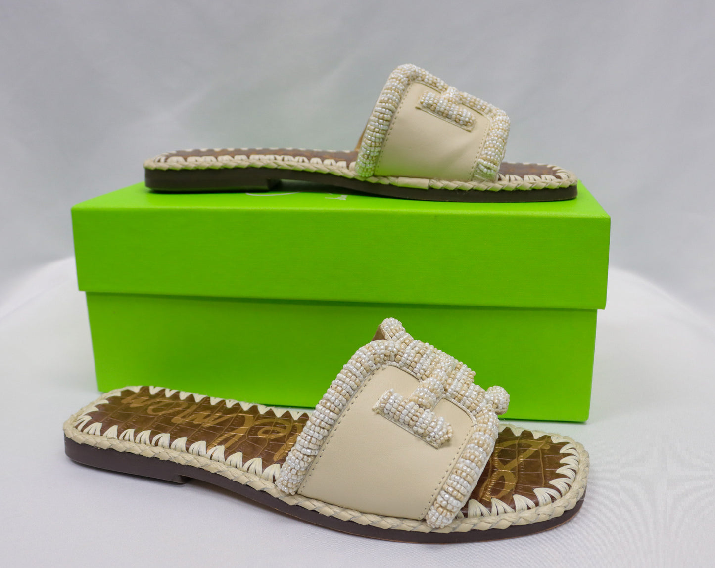 Sam Edelman Ivory Beaded Sandals Size 7