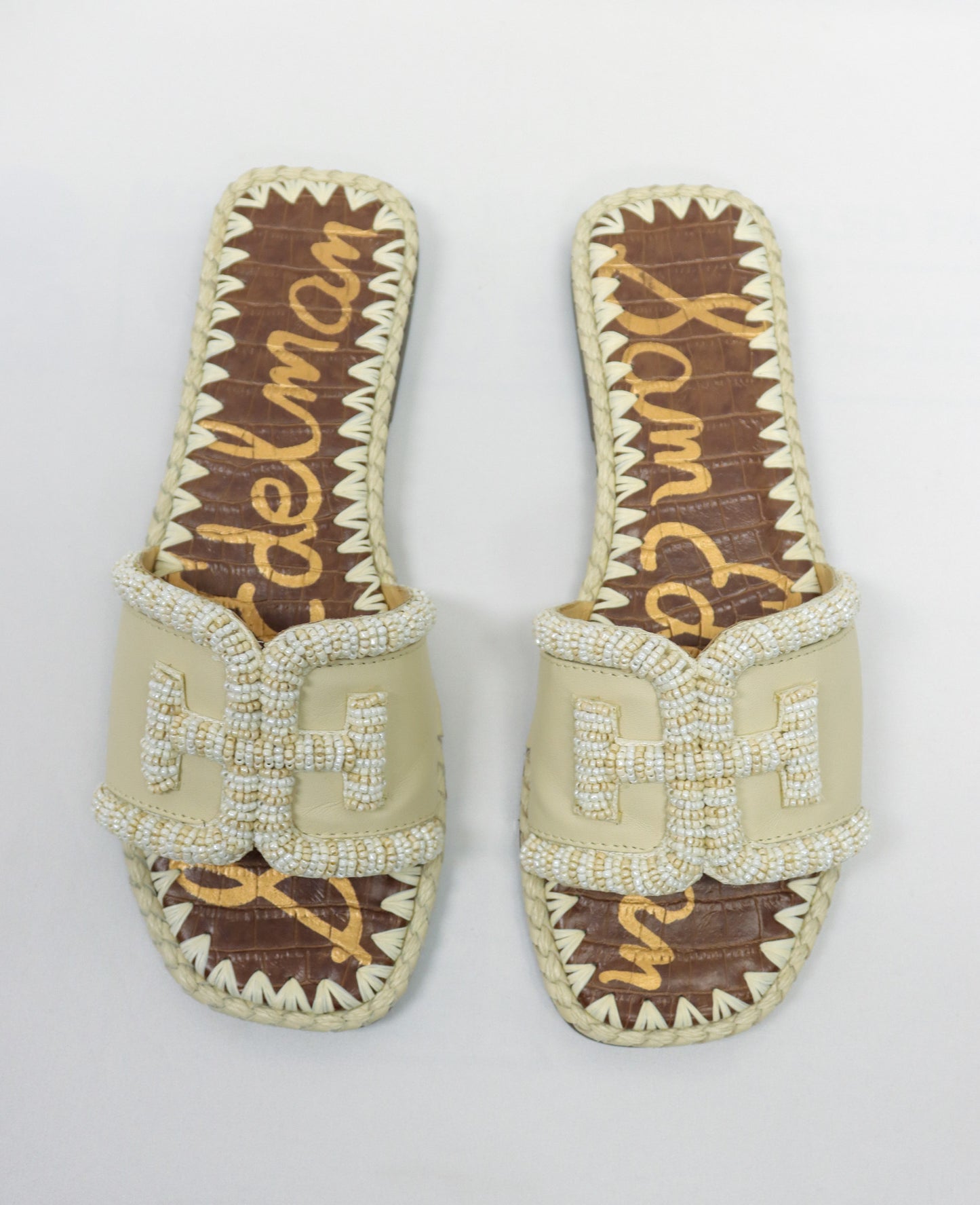 Sam Edelman Ivory Beaded Sandals Size 7