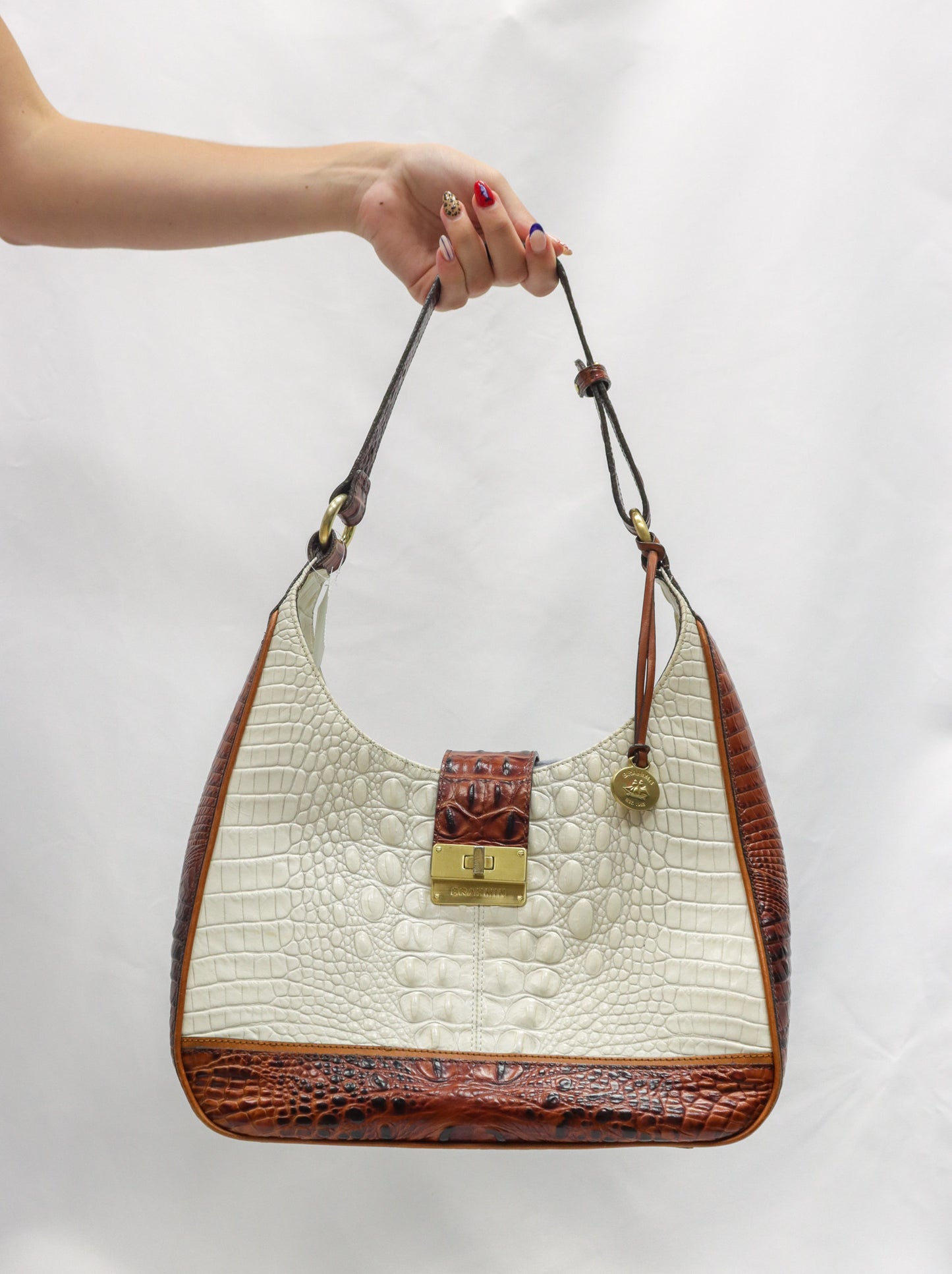 Brahmin Creme/Brown Hobo bag