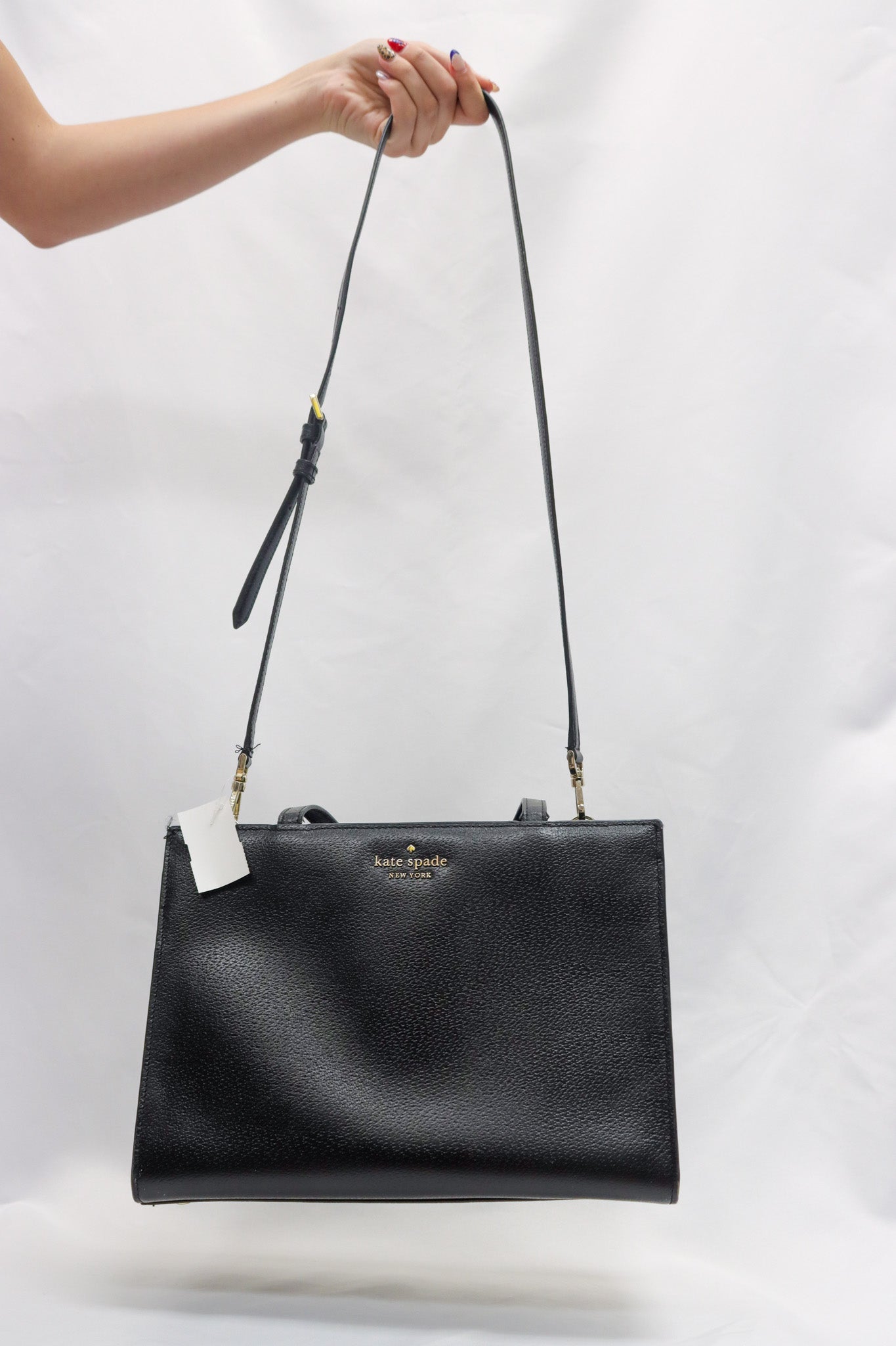 Kate Spade Black Tote w Long Stripe