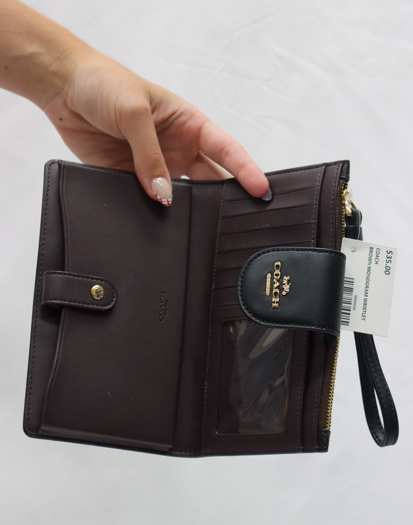 Coach Brown Monogram Wristlet