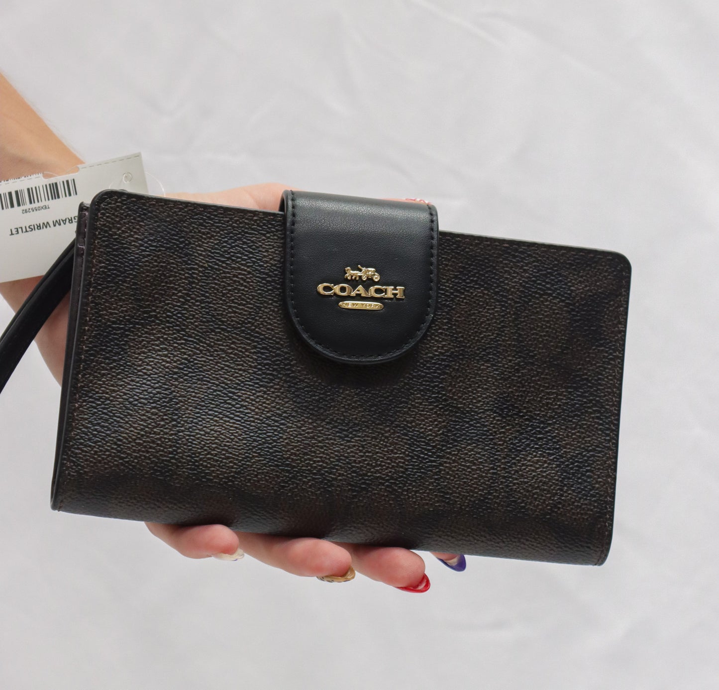 Coach Brown Monogram Wristlet