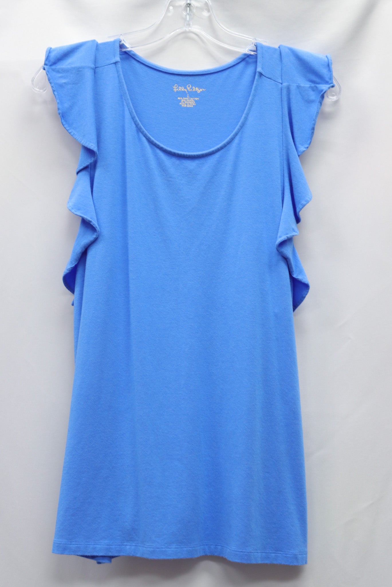 Lilly Pulitzer Blue Ruffle Tank Size L