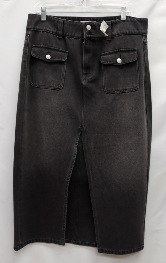 Free People Black Maxi Denim Skirt Size 31