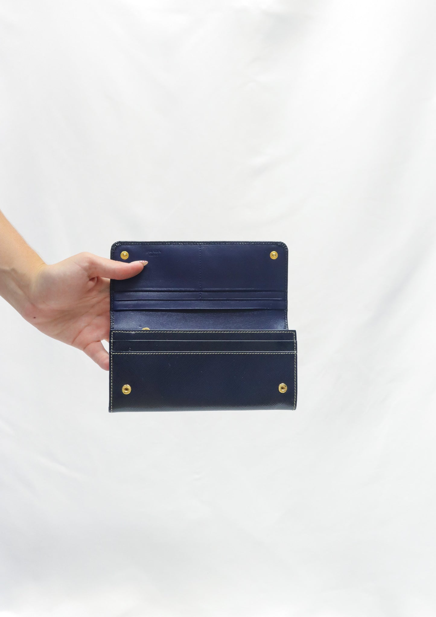 Prada Wallet Navy Continetal Wallet