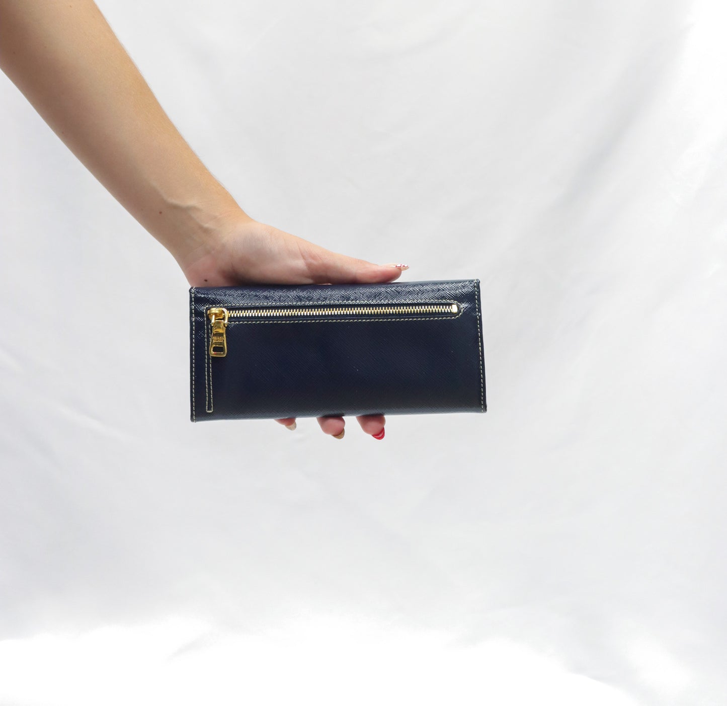 Prada Wallet Navy Continetal Wallet