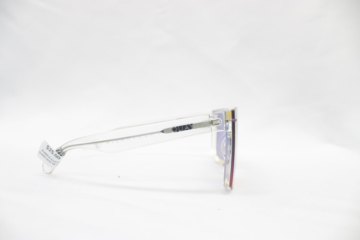 Quay Purple Glitter Sunglasses with Case