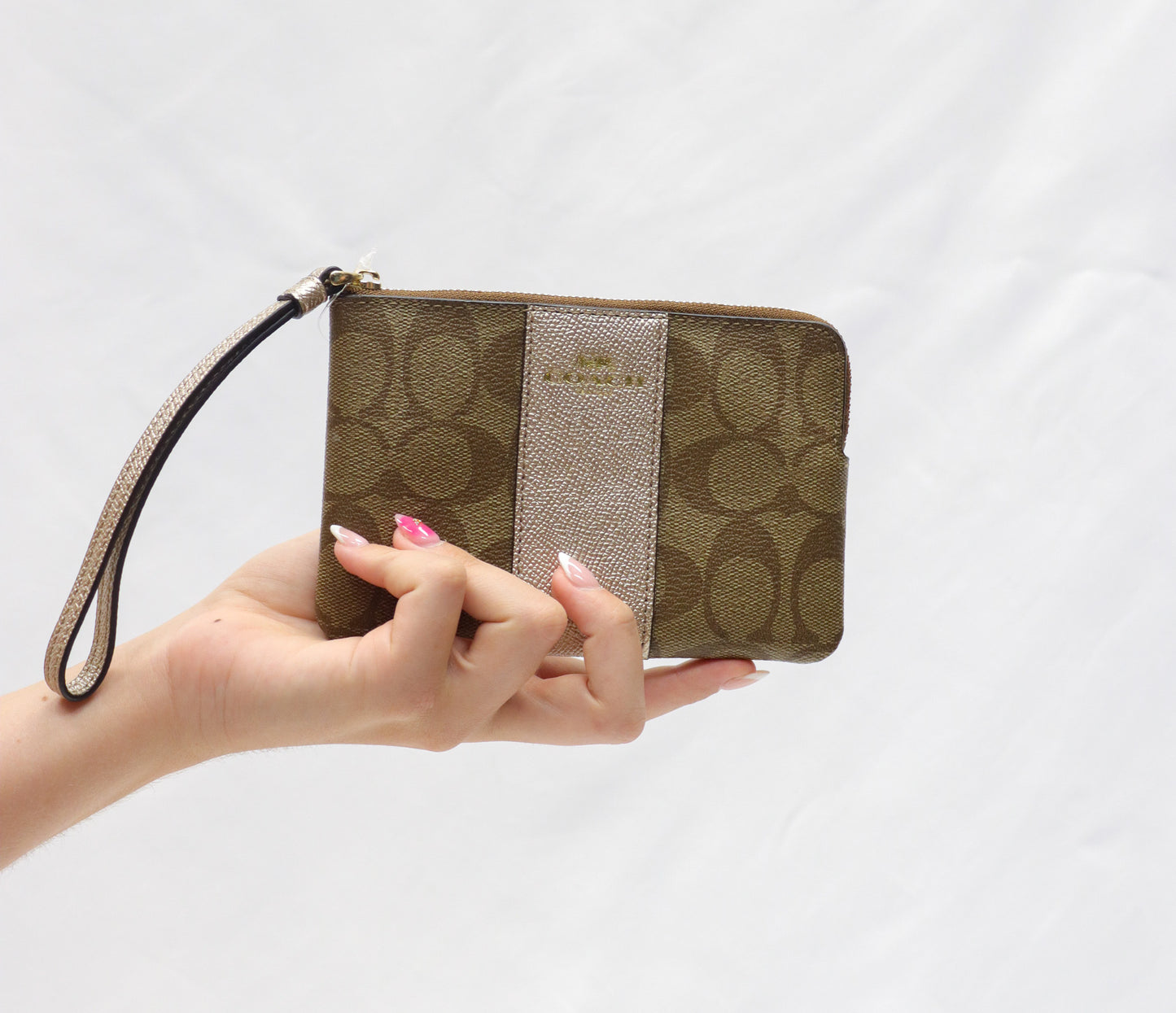 Coach Brown Monogram Wristlet