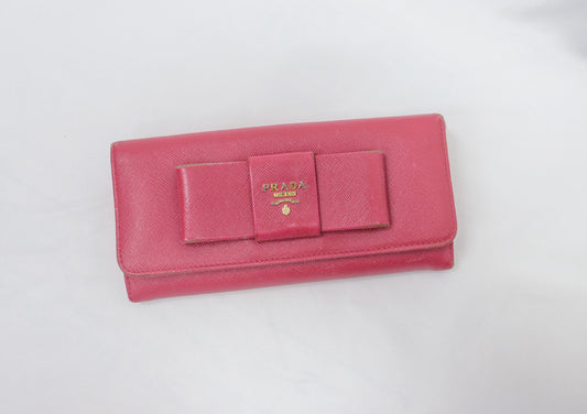 Prada Pink bow Wallet W box