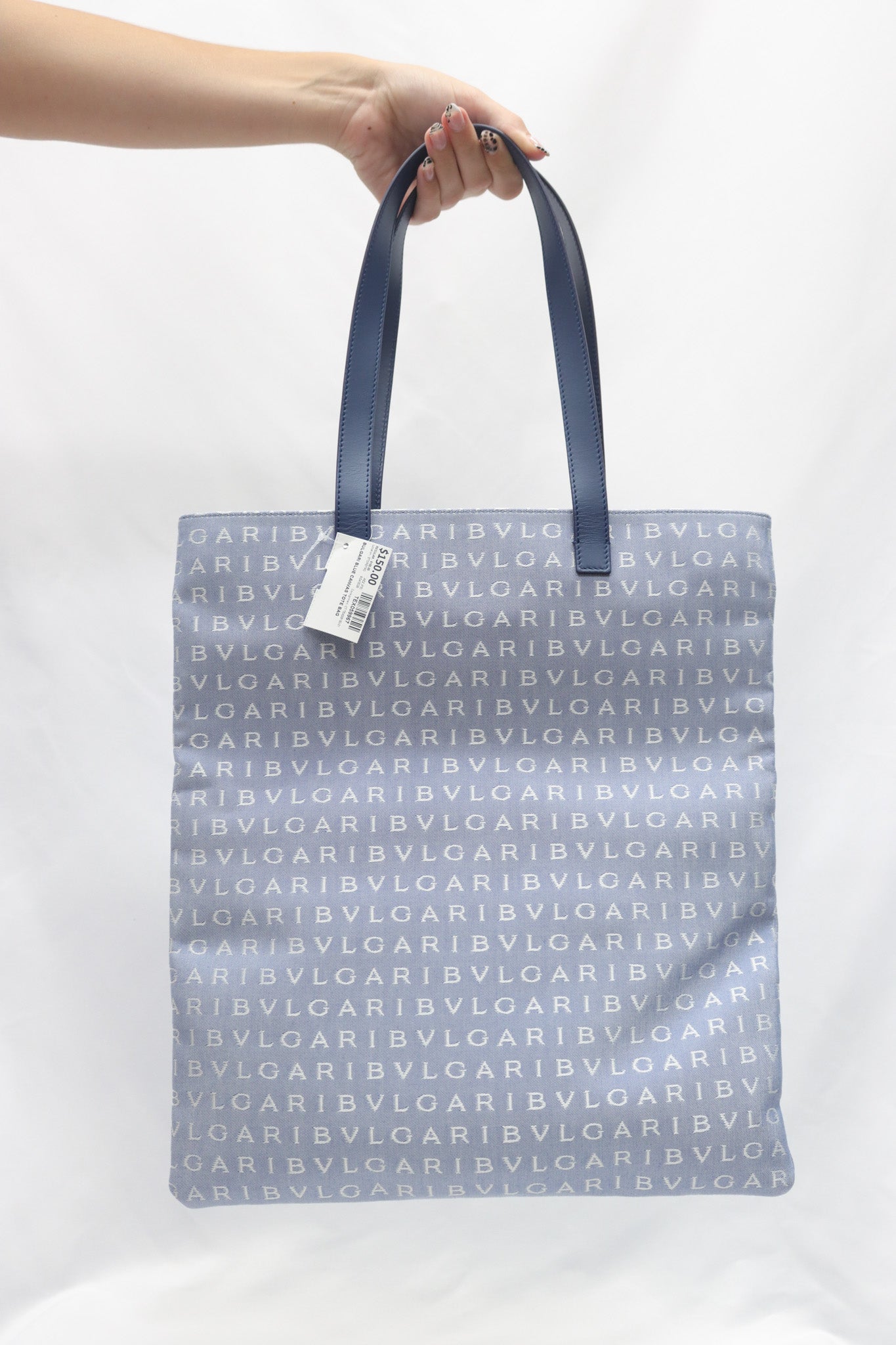 Bulgari Blue Canvas Tote Bag