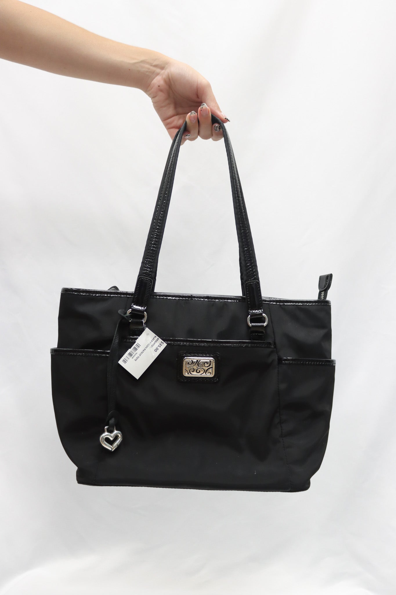 Brighton Black Nylon Pattent Tote