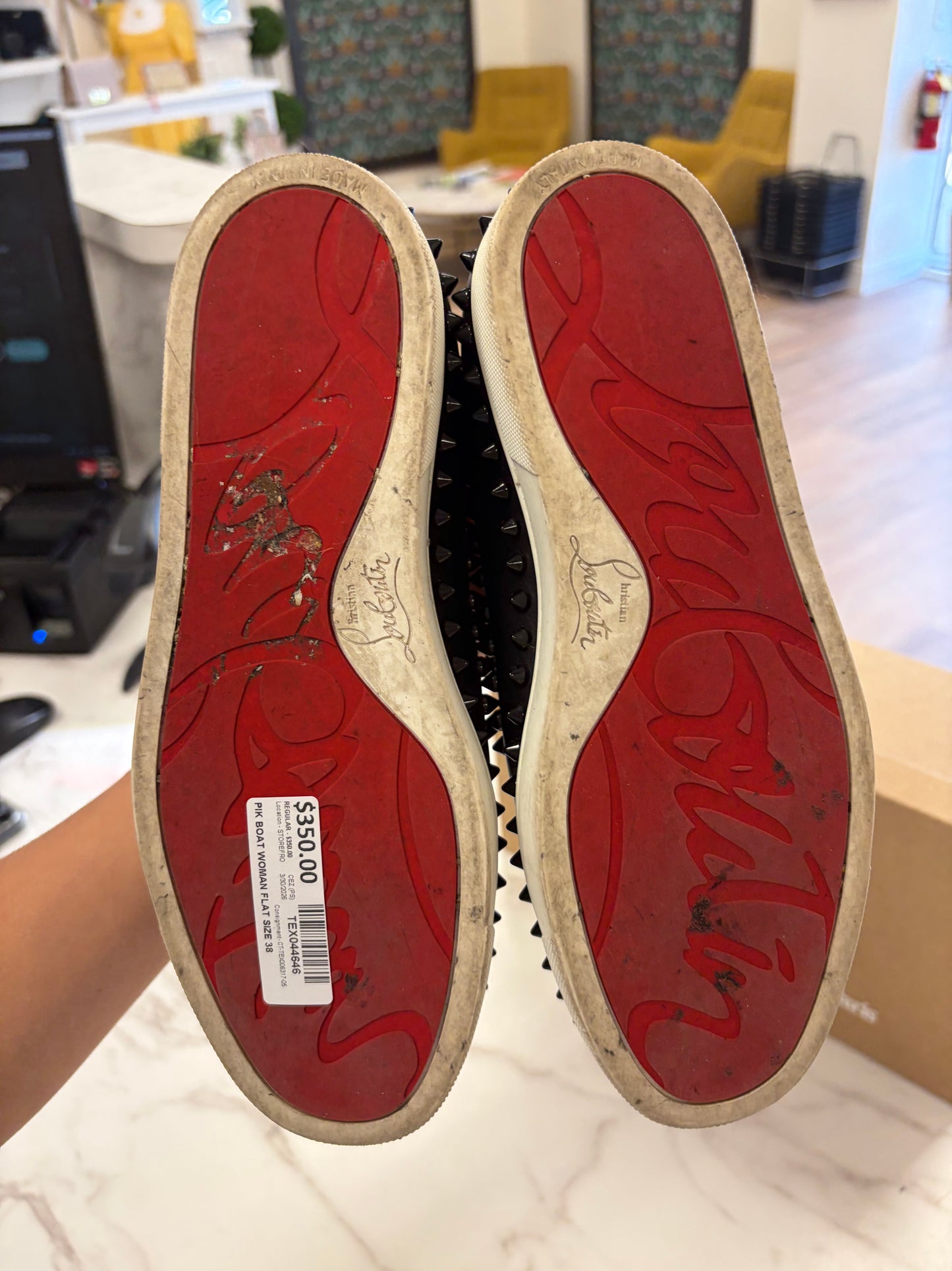 Christian Louboutin PIK BOAT WOMAN FLAT SZ 38 #15