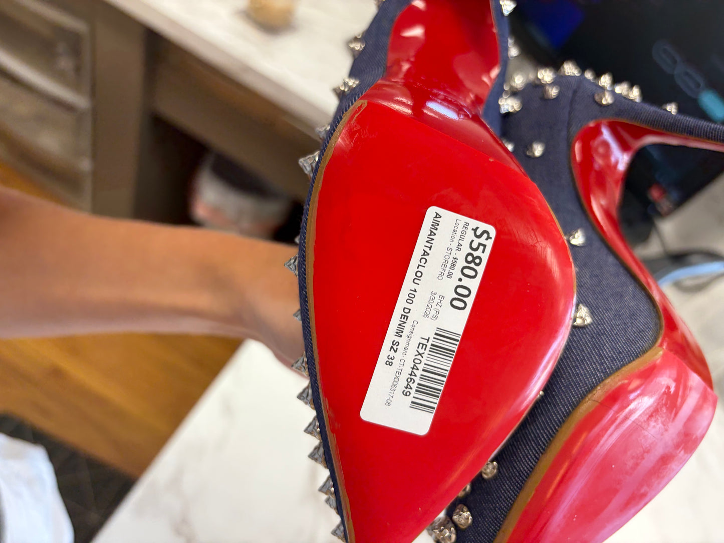 Christian Louboutin AIMANTACLOU 100 DENIM SZ 38 #8