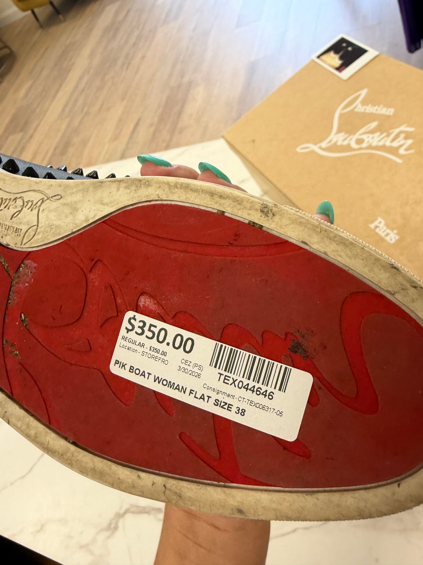 Christian Louboutin PIK BOAT WOMAN FLAT SZ 38 #15