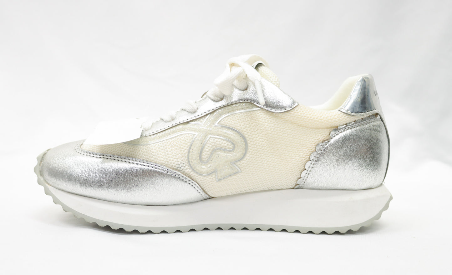 Kate Spade Silver Sneakers Size 7.5 W Box