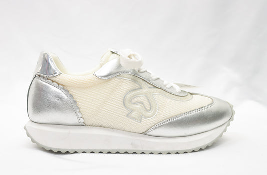 Kate Spade Silver Sneakers Size 7.5 W Box