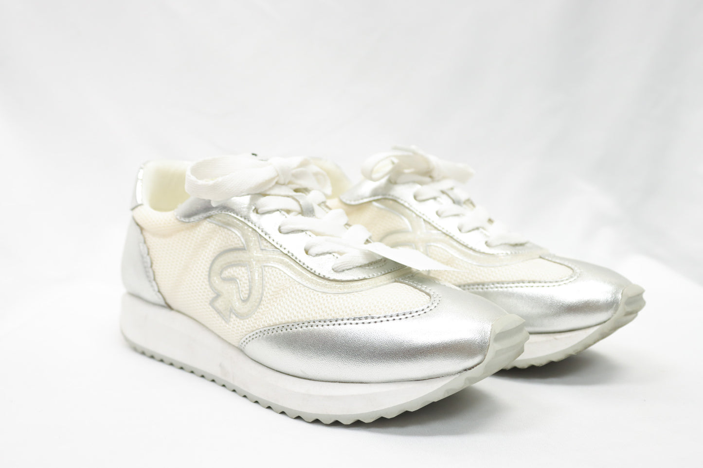 Kate Spade Silver Sneakers Size 7.5 W Box
