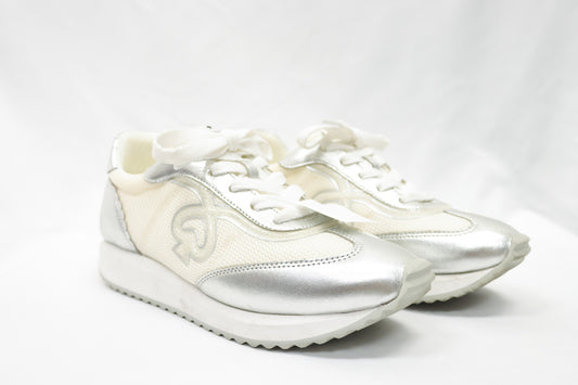 Kate Spade Silver Sneakers Size 7.5 W Box